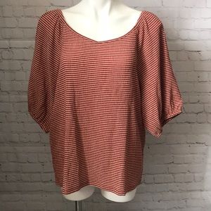 LOFT PUFF SLEEVE V NECK TOP